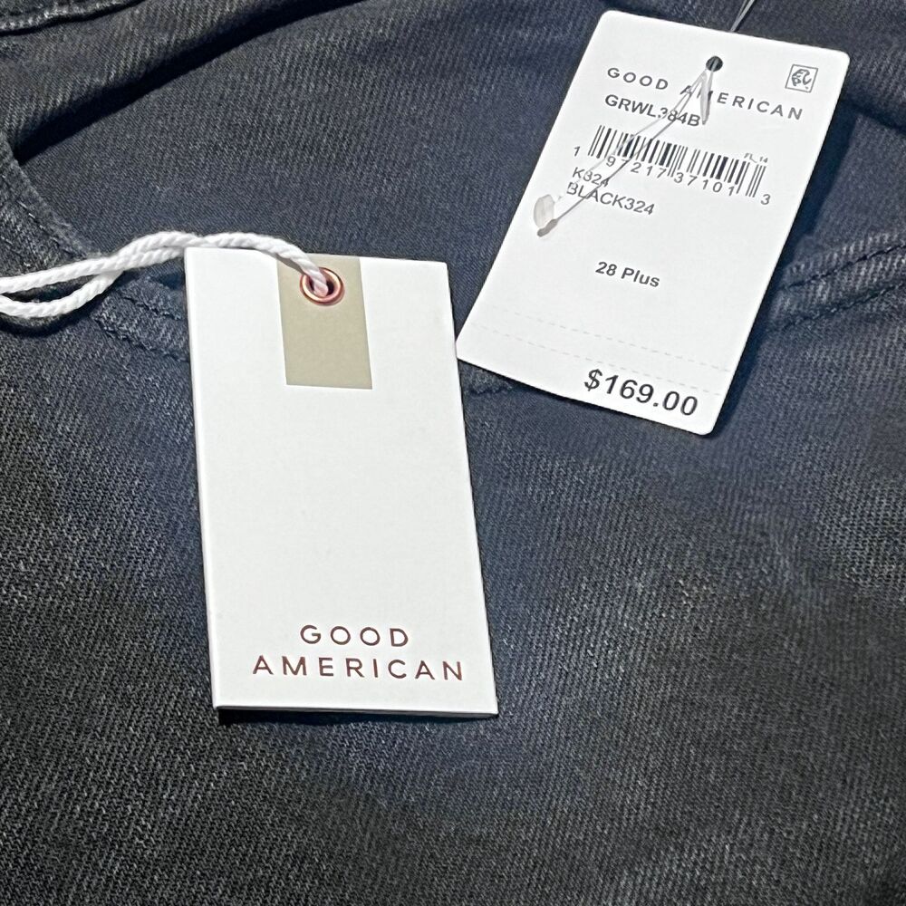 NWT Good American Good Ease Relaxed Jeans Size 28 Plus Black High Rise Wide Leg - Picture 5 of 13